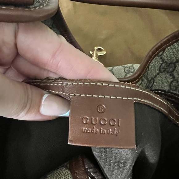 Authentic Gucci hobo. Chocolate brown supreme canvas. 17x17 from handle - Picture 2 of 8